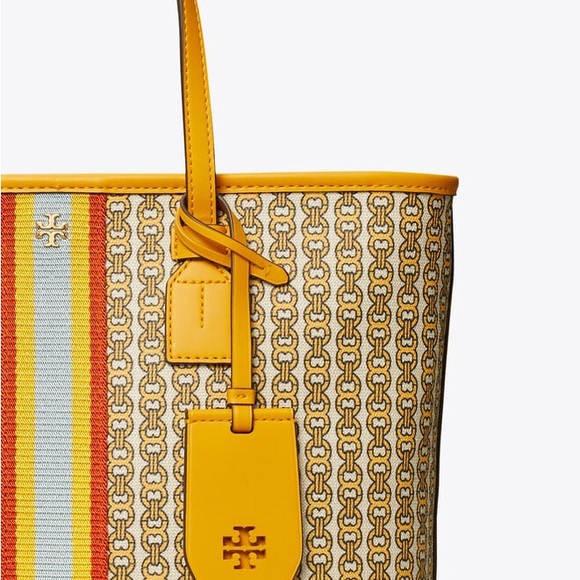 Tory Burch Gemini Link Canvas Small Tote Daylily - Picture 2 of 12